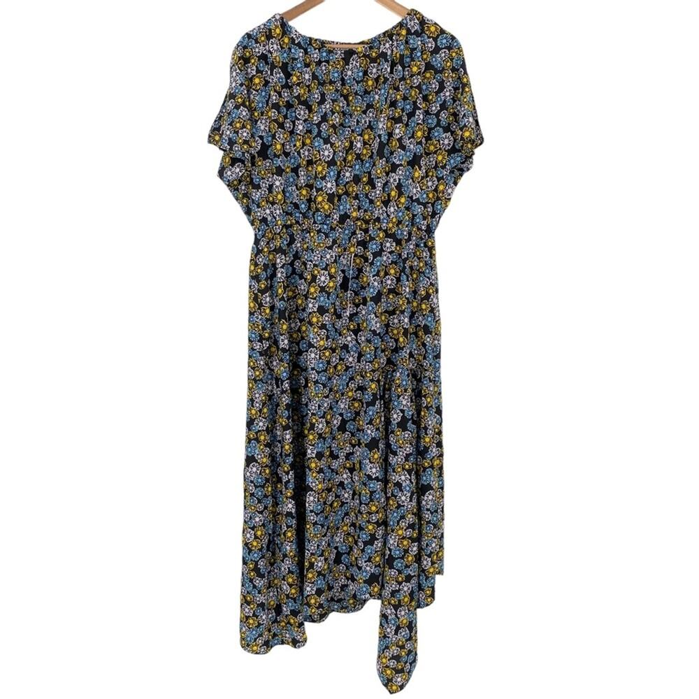 TOPSHOP NWT Floral Slit Hem Midi Dress Plus Size 14 Cottagecore Slit Sleeve